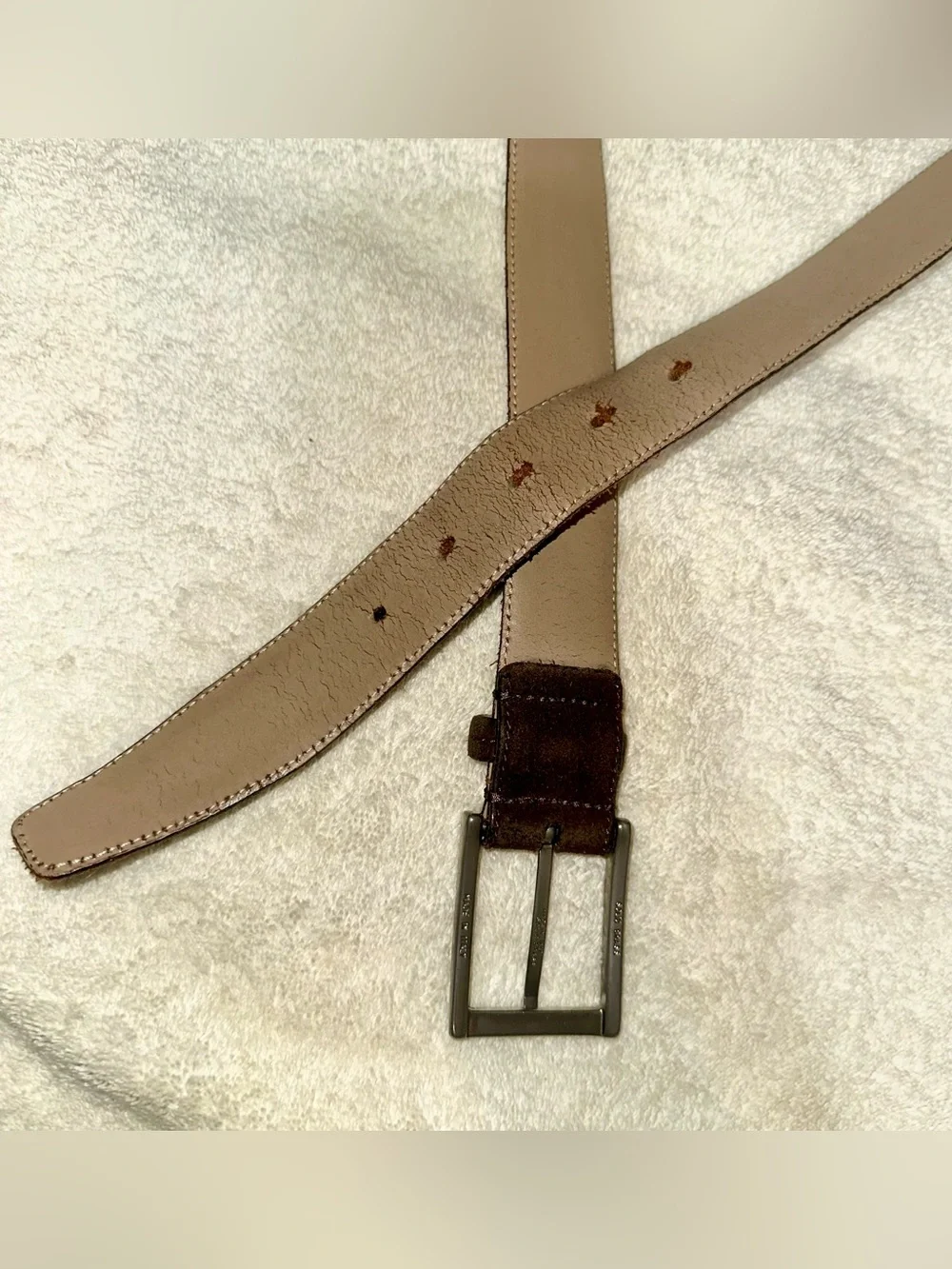 Brooks Brothers Brown Suede Belt 38 Men Made in Italy Silver Brass Buckle